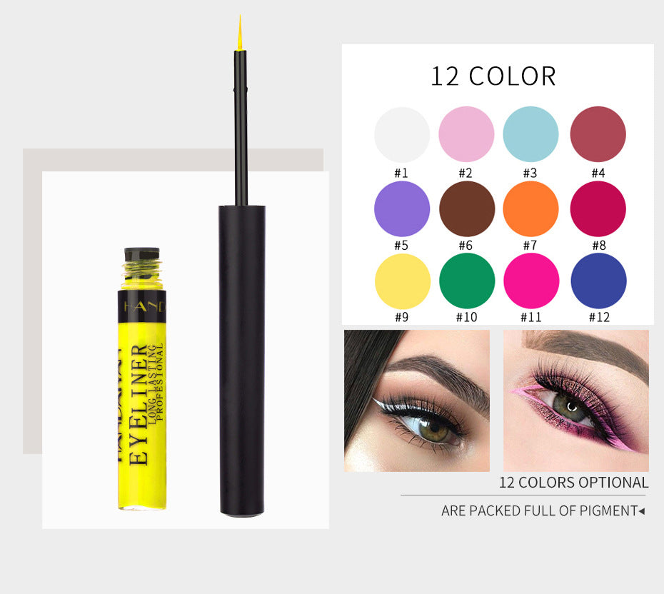 HANDAIYAN FDA Approved Color Matte Eyeliner Liquid Imitation Water 12-Pack
