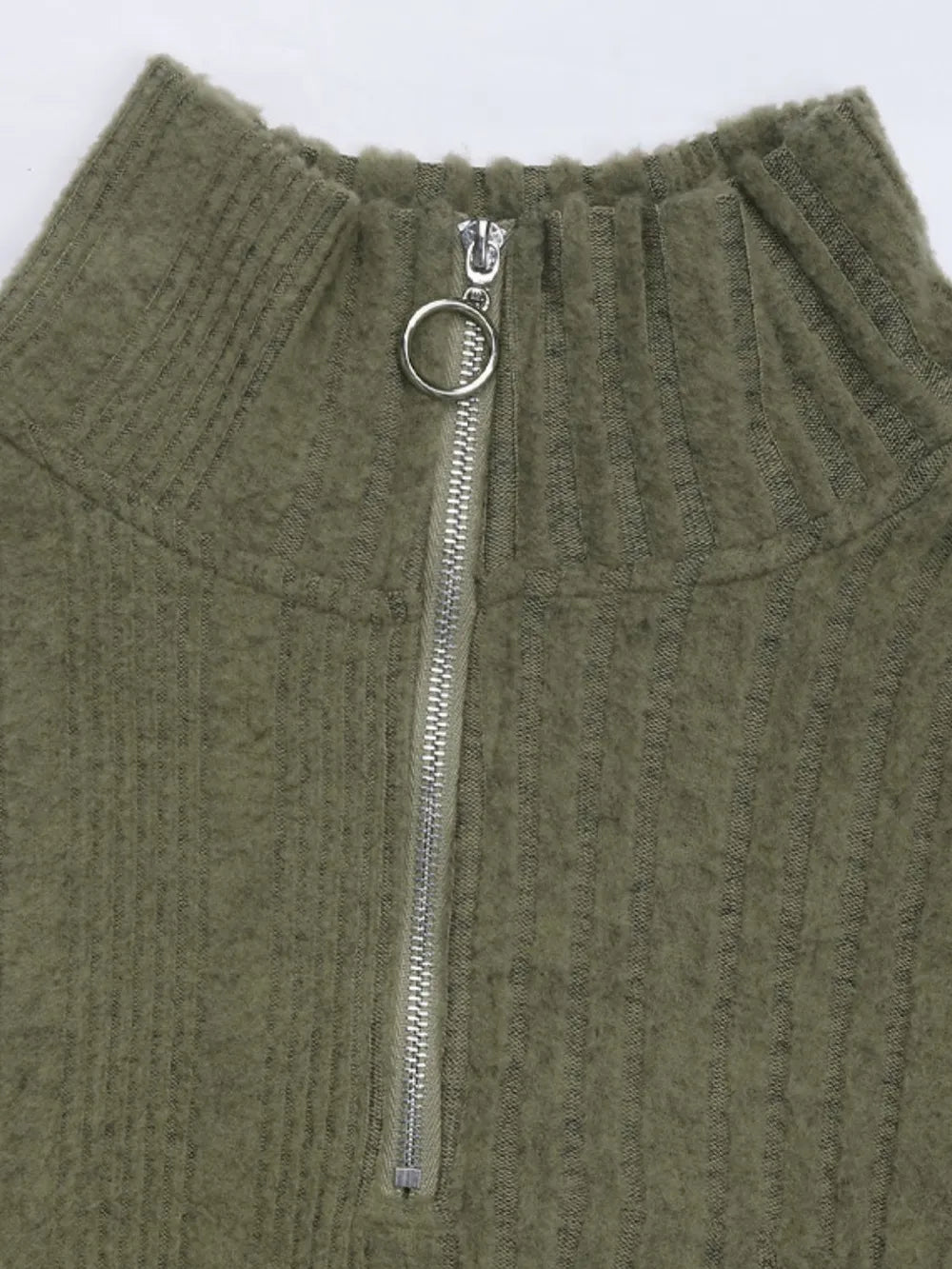Collar zipper long sleeved dress fashionable green lace up dress