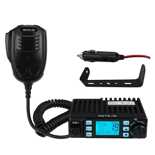 Retevis MB1 40 Channel CB Radio, Noise Cancellation Long Range Mobile Radio, with CB Antenna and Cigarette Lighter, Emergency Channel 9/19, 7-Color Screen, Auto-Scan, External Speaker Jack for Trucker