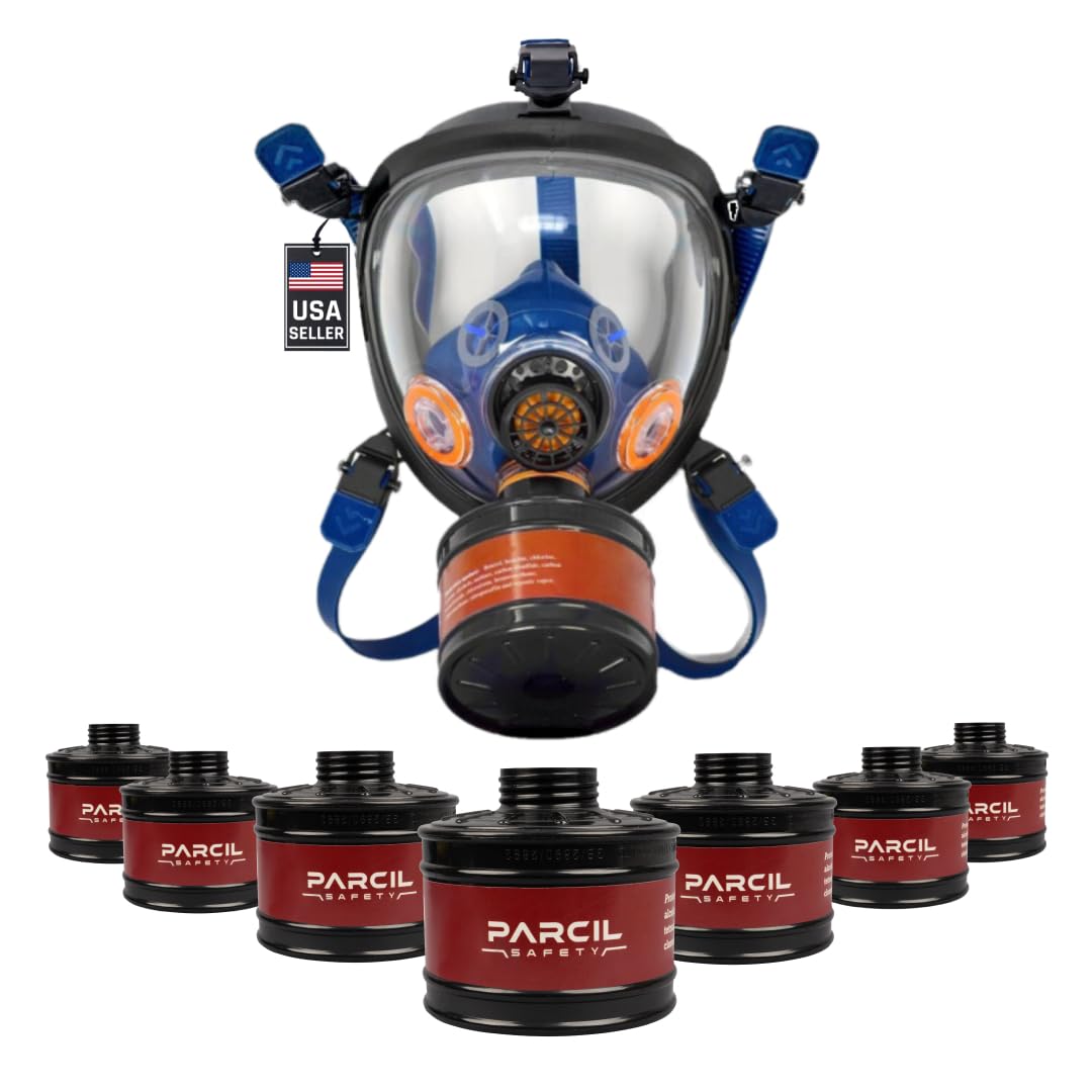 Parcil Distribution ST-100X Full Face Respirator Mask & 7 P-D-1 Replacement Filters for the price of 7 Filters