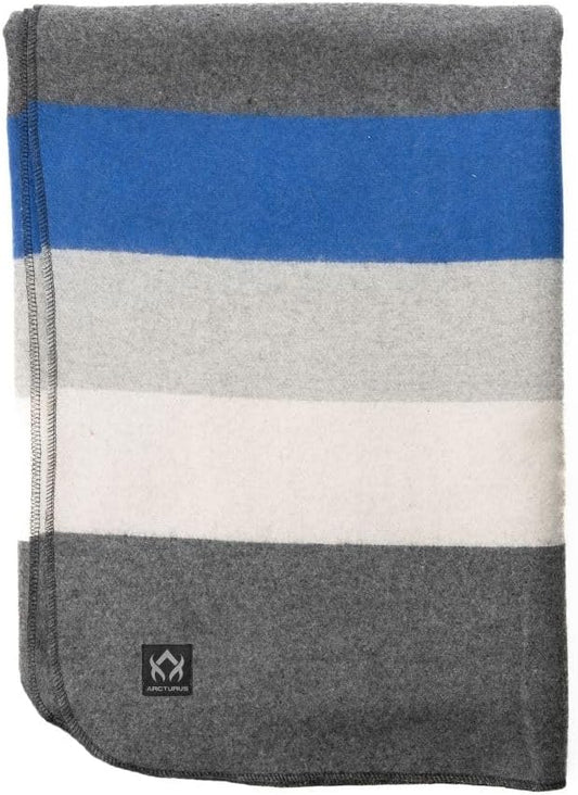 Arcturus White Blue Gray Wool Blanket and Carry Straps Bundle