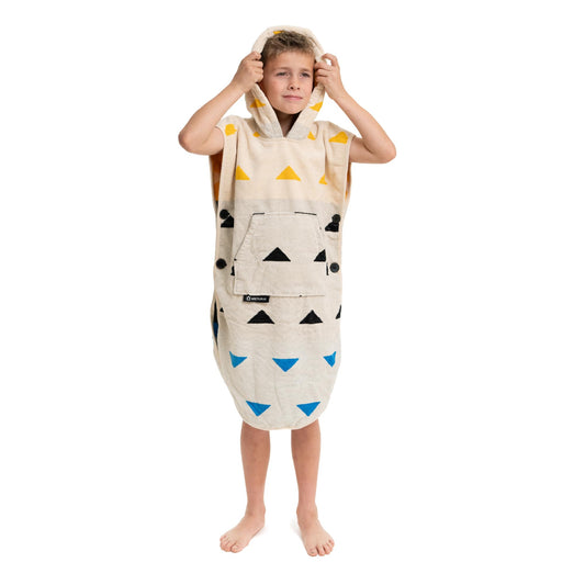 Arcturus Surf Poncho | Hooded Changing Towel & Cover-Up | 100% Cotton Velour | 2-in-1 Design Converts Your Poncho to a Beach Towel (Blackies, Kids)