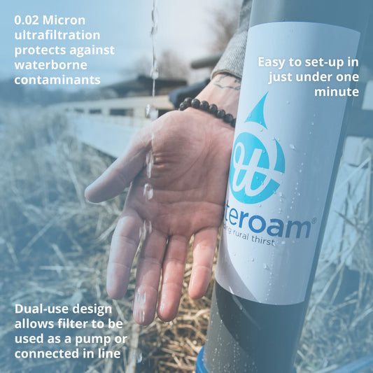 ROAMfilter Plus - Portable Water Filter System - Hiking & Backpacking Water Purifier Pump with Inline Capability for Camping & Emergency, Long Lifespan, no Electricity Required