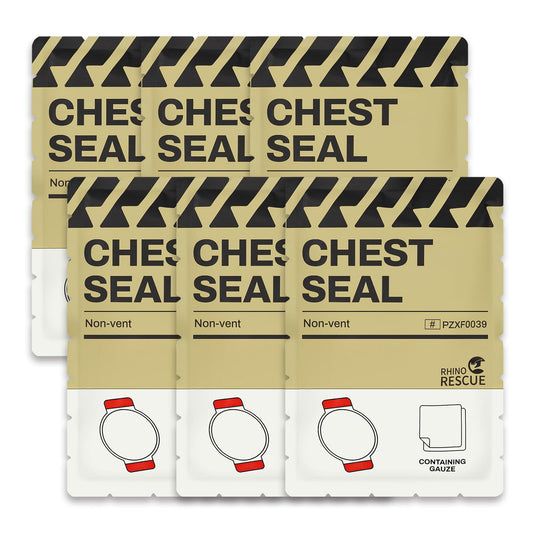 RHINO RESCUE Vented Chest Seal, 4 Vents, Sterile Emergency Trauma Dressing, Occlusive Adhesive Pad, IFAK Trauma Refill Medical First Aid Supplies for Wound Care, Gunshot Wound, Sucking Chest(2 Count)