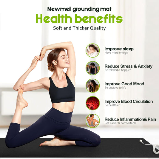 Grounding Mat for Sleeping, Carbon Leatherette Grounding Pad for Bed, Foot and Computer - Relieves Pain, Stress & Inflammation, 39 * 11.8in Earth Mat Home Office Travel