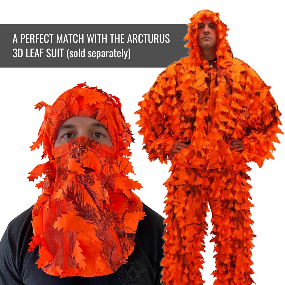 Arcturus Camo 3D Leaf Ghillie Camouflage Face Mask. Leafy, Full Coverage, Breathable Hunting Mask with Customizable Fit