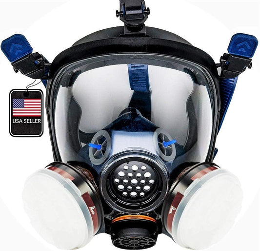 Parcil Distribution Full Face Respirator Mask For Smoke Protection & 2 Emergency Fire Blankets - Emergency Fire Mask - Fire Safety Kit - Smoke Filtration