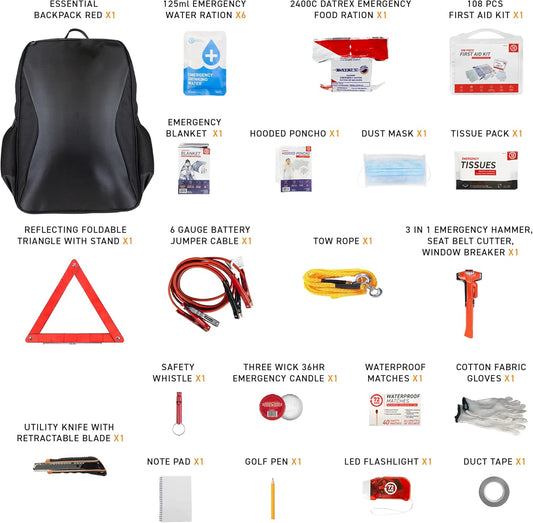 72 HRS Essential Backpack Car Kit (Black)