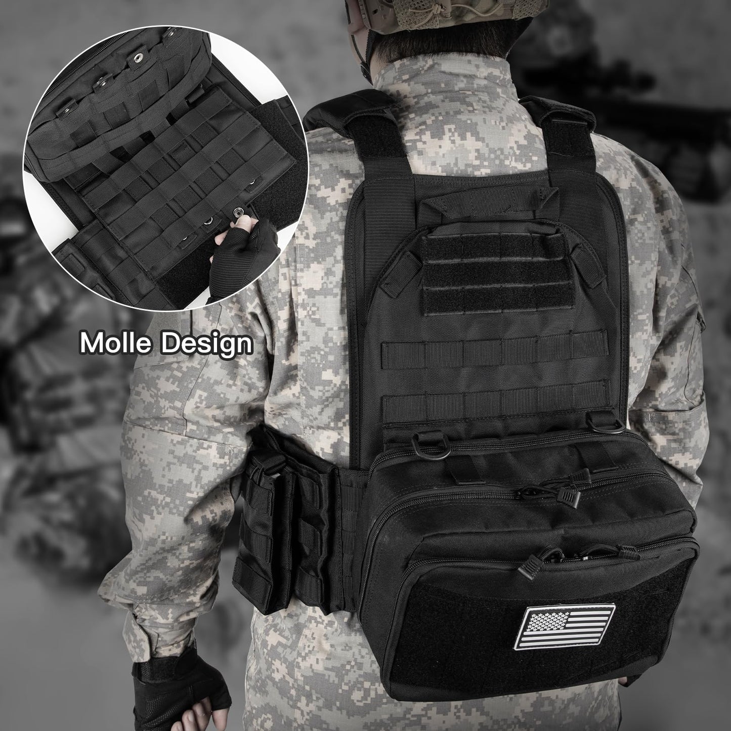 Jueachy Magnetic Tactical Vest for Men: Plate Carrier Vest Quick Release One-Button Disassembly Lightweight Vest