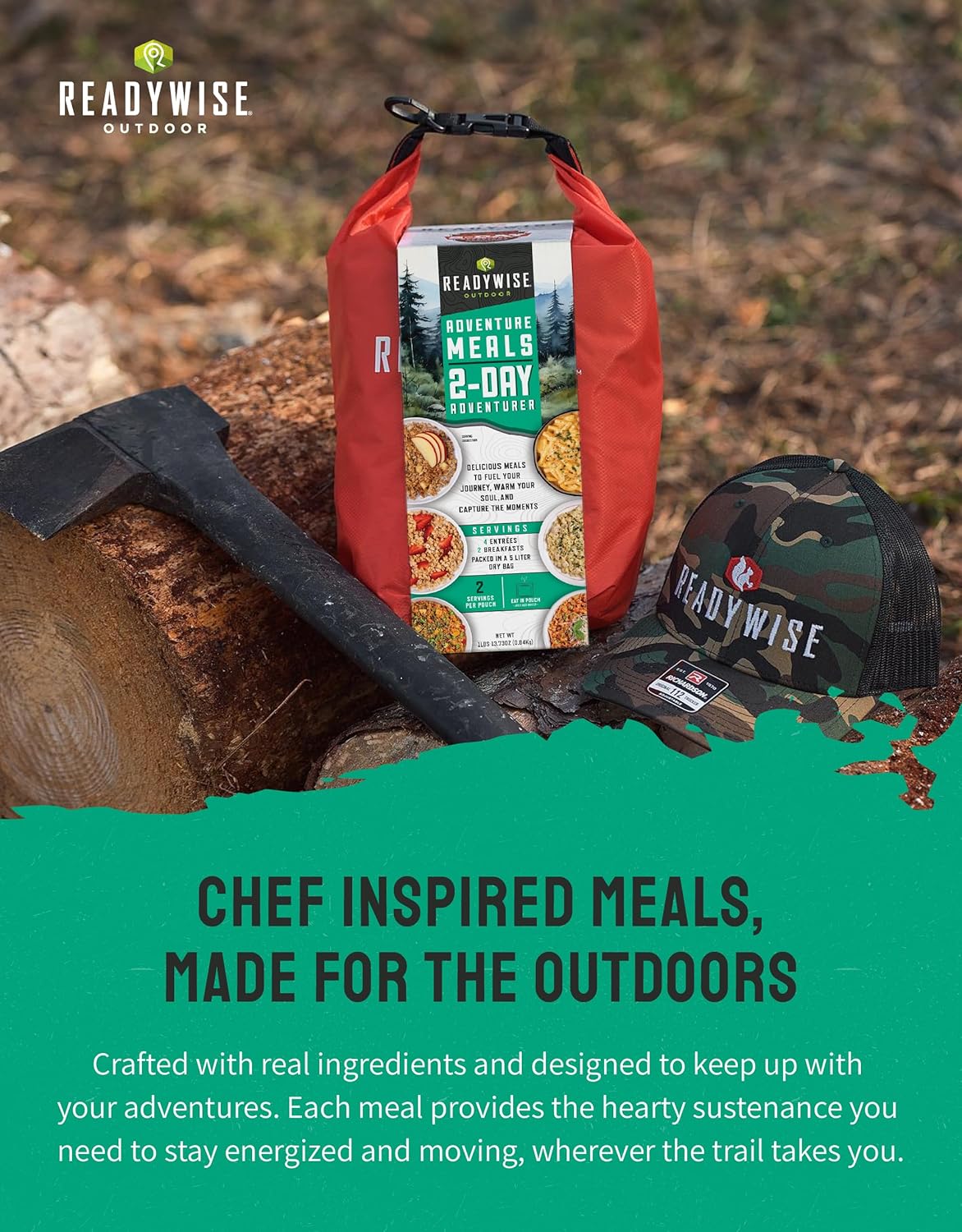 ReadyWise 2 Day Outdoor Camping Meal - 12 Servings Dry Bag, Backpacking & Camping Essentials, Dehydrated & Freeze Dried Survival Food Kit, Hurricane Supplies Bug Out Bag, Up to 15 Year Shelf Life