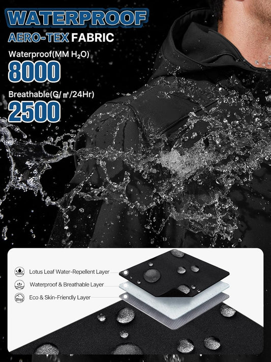 FREE SOLDIER Softshell Jackets for Men Water Resistant Fleece Lined Tactical Hunting Winter Windbreaker with Detachable Hood(Black,2XL)