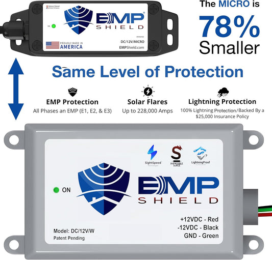 EMP Shield Micro - Vehicle EMP Protection 12 Volt DC for Car, Truck, and Motorcycle (DC-12V-Micro) Lightning, Solar Flare, CME (coronal mass ejection) and Lightining Surge Protection