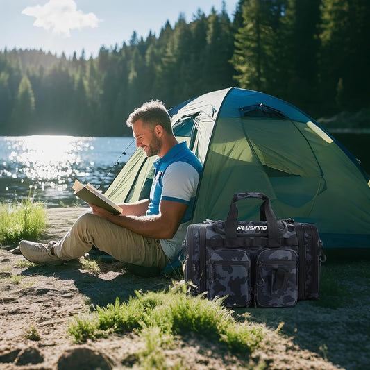 PLUSINNO Travelling bag All-purpose carrying bags for use by campers,Waterproof & Travelling bag Outdoor-Read,Get Two Bags in One