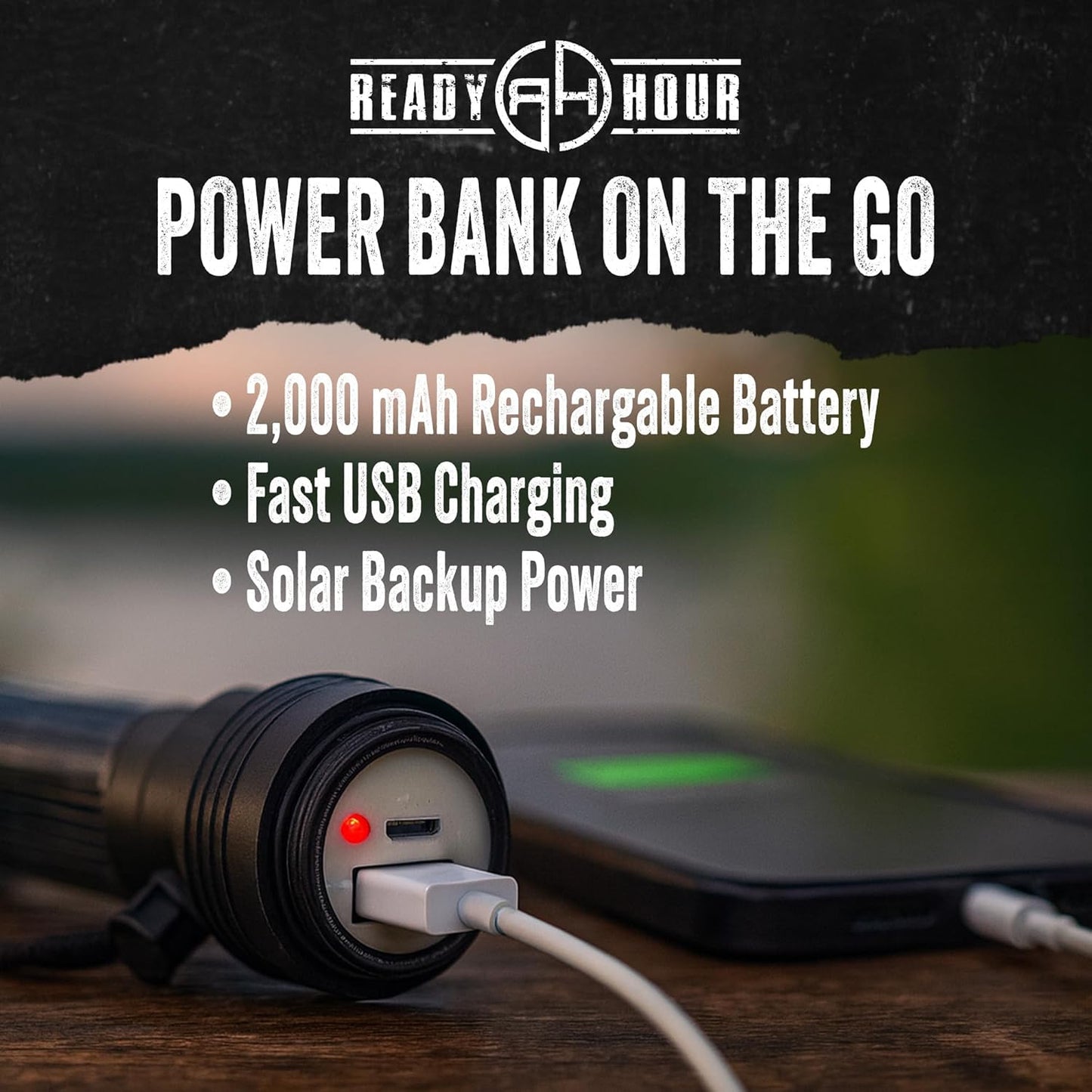 Ready Hour 9-in-1 Multi Function LED Solar Rechargeable Flashlight (4 Pack) | Emergency Car Safety Tool with Power Bank, Window Breaker, Seatbelt Cutter, Compass, Car Accessories, Gift for New Drivers