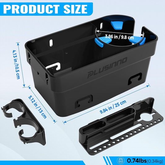 PLUSINNO Boat Cup Holder, Boat Caddy Organizer with Fishing Rod Holder, Multifunctional Boat Storage Organizer for Fishing Accessories, Boat Accessories for Jon Fishing Boat, Kayak, Paddle Boards