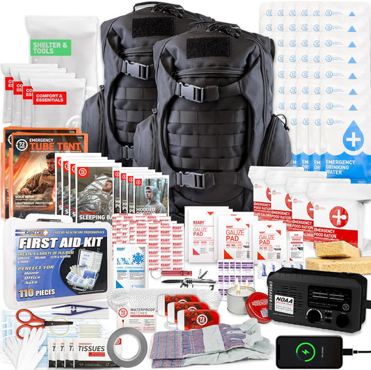 72 HRS Deluxe Emergency Survival Kit - Heavy Duty 72 Hour Bag Survival Kit for Earthquake, Hurricane, Tsunami, Winter, Blackout - Includes Emergency First Aid Kit, Water, Food