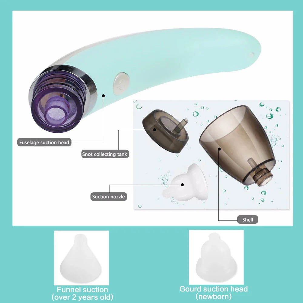 Baby Nasal Aspirator Electric Safe Hygienic Nose Cleaner With 2 Sizes Of Nose Tips And Oral Snot Sucker
