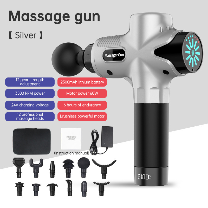 24V Lcd Touch Adjustment 12 Gears Lcd Screen Sports Muscle Deep Tissu Fascia Mini Massage Gun With Lcd Display