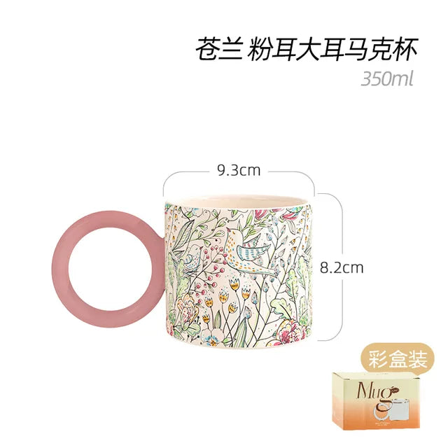 British Style Ceramic Mug Cute Coffee Cups Personality Gift Household Color Painting Kawaii Girls Breakfast Oat Milk Mugs