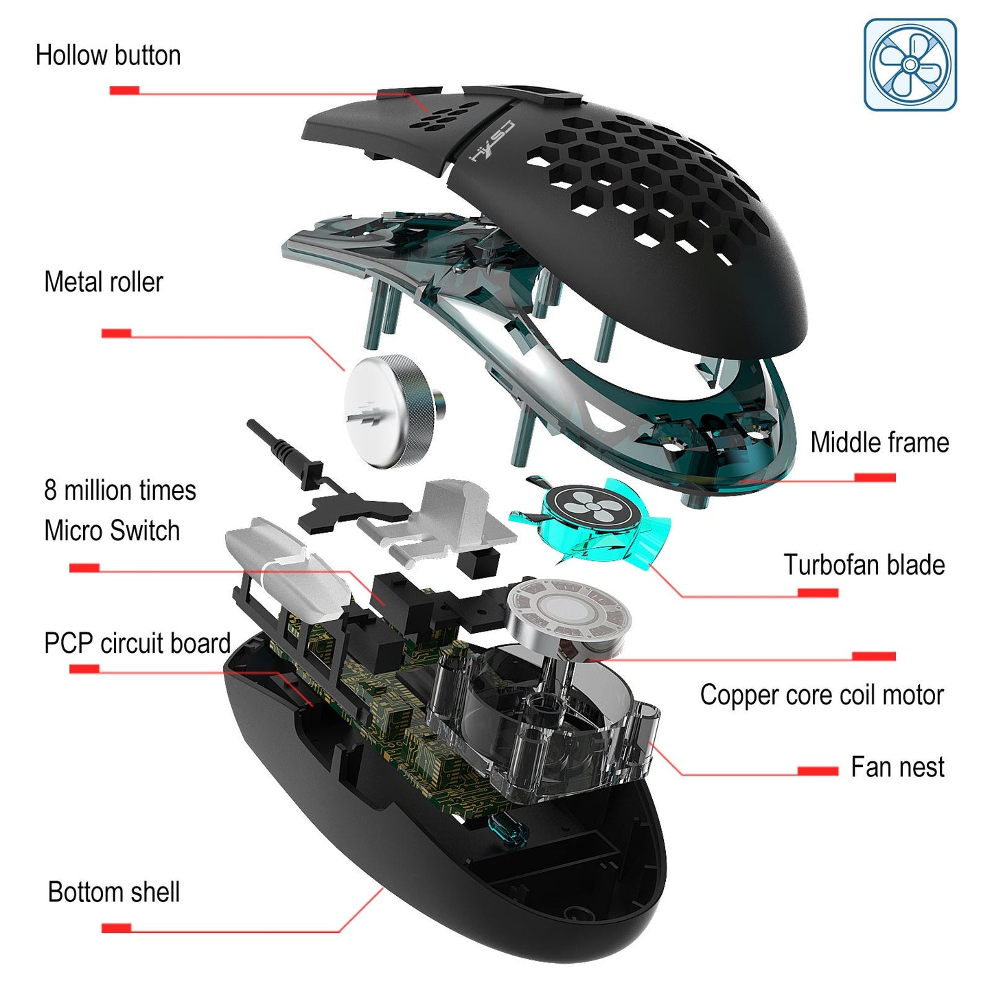 J400 new fan macro programming wired hole gaming mouse 8000dpi adjustable anti sweat design