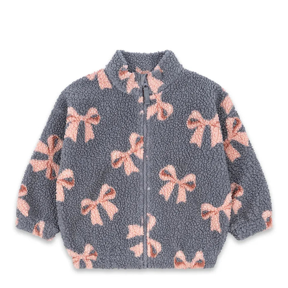 25 Winter New Children's Warm Coat Cute Printed Bow Lamb Wool Coat for Boys and Girls Baby Girl Winter Clothes
