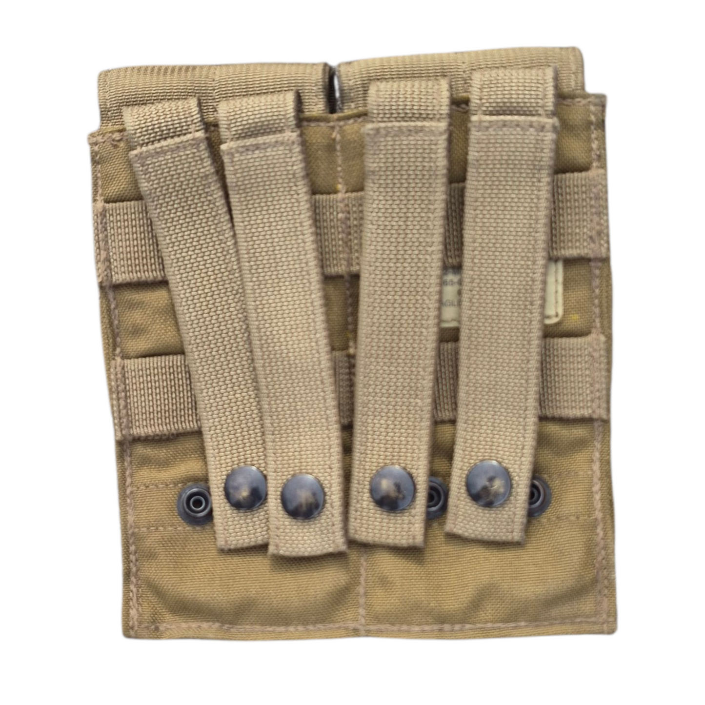 four separate MOLLE-compatible M4 double magazine pouches coyote tan USMC