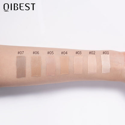 QIBEST Liquid Foundation Long Lasting Makeup Concealer Moisturizing Brightening Matte Natural Liquid Foundation Nude Makeup Repairing Liquid