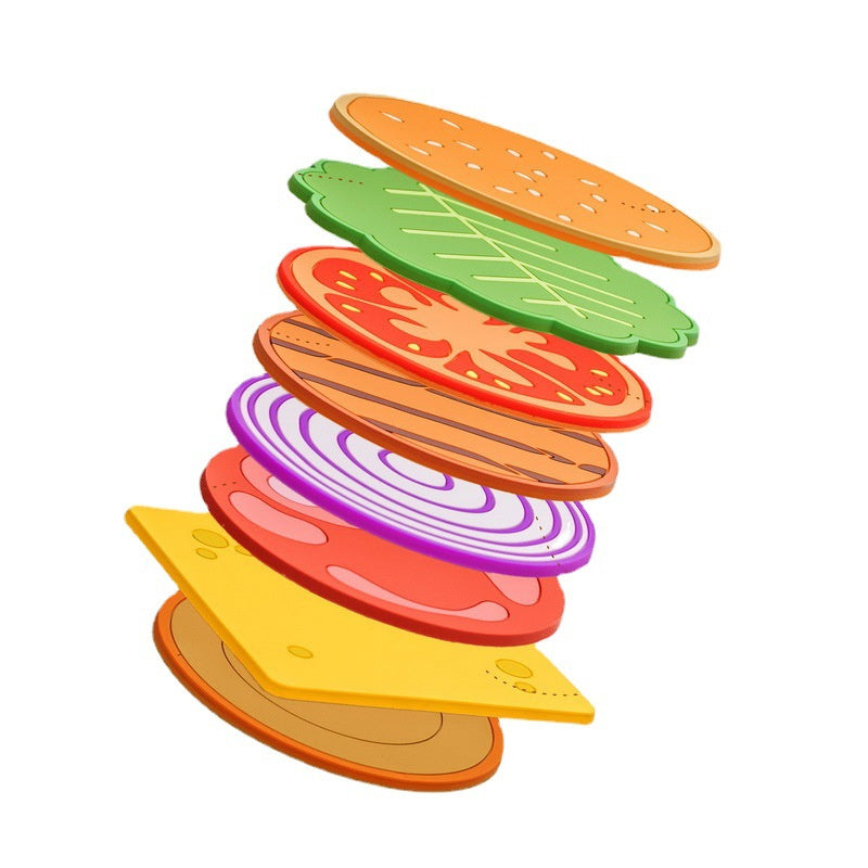 Burger Coaster Set Coffee Cup Insulation Pad 8 Piece Set