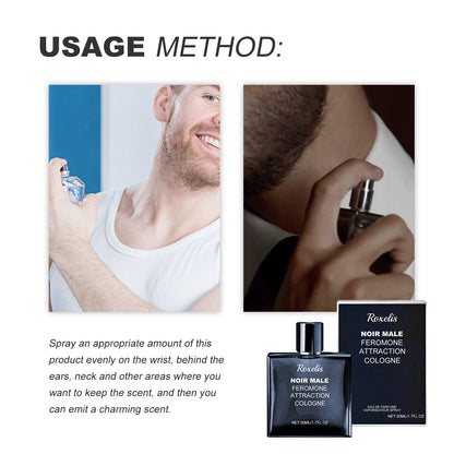 Noir Male Feromone Attraction Cologne, Fragrance Refreshing Mild Not Pungent Lasting Fragrance Release Charm Date Atmosphere Perfume