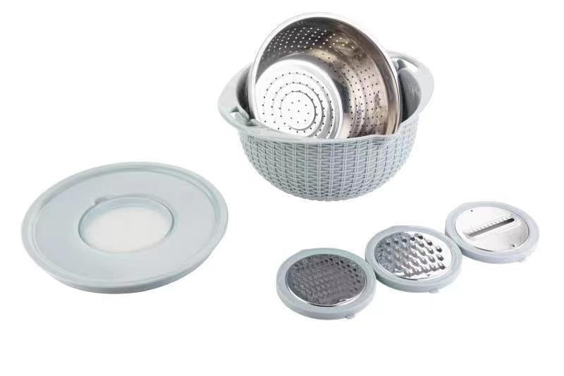 Stainless steel water filter basin household rotatable double layer vegetable washing and draining basket stainless steel line