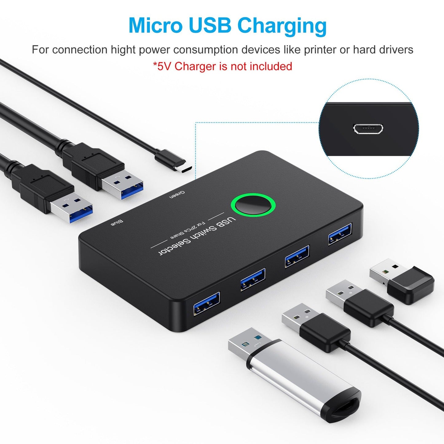 USB 3.0 Switcher 4-port 2-port Computer Peripheral Switcher Adapter USB Hub KTV Switcher