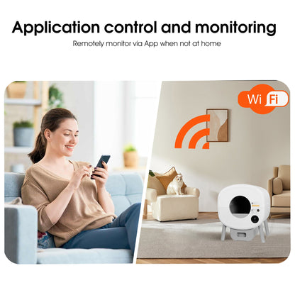 Automatic Smart Cat Litter Box, Large Capacity Self-Cleaning Litter Box with Infrared/Gravity/Ambient Light Function(Model B)