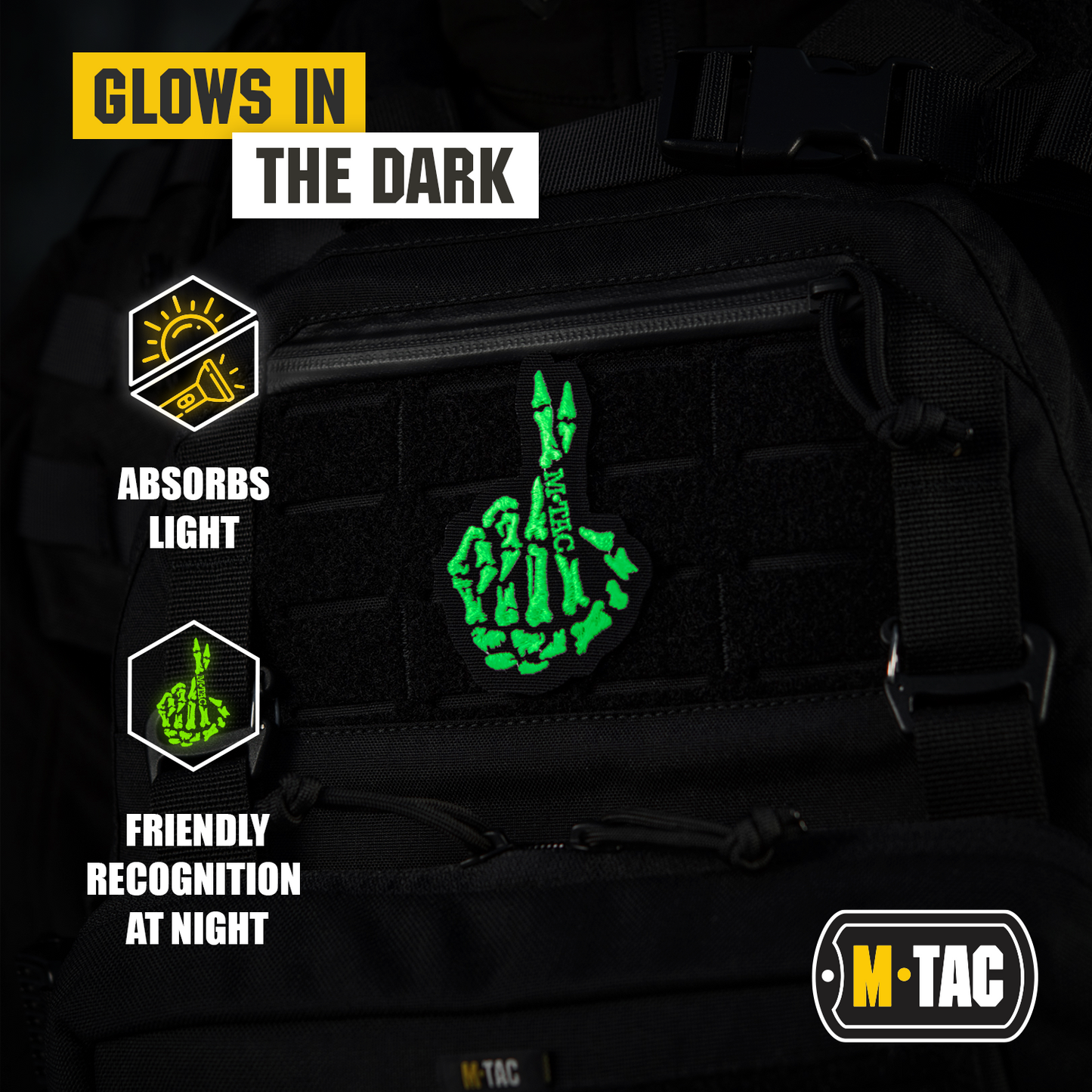 M-Tac GITD Patch Crossed Fingers (Embroidered)