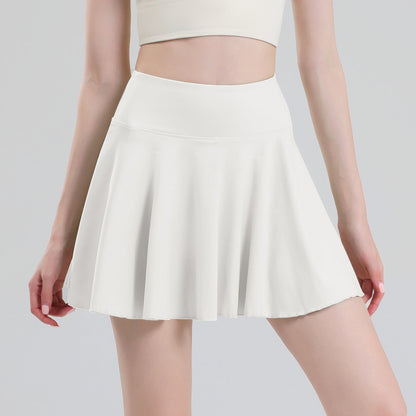 Tennis skirt women's yoga white badminton pleated skirt quick drying anti glare half skirt