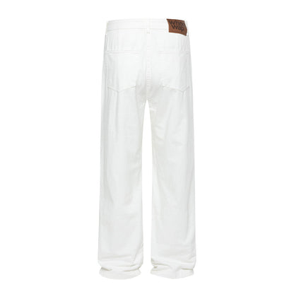 Loose Denim Pants Men's Street Trend Loose Straight Leg Trousers Pure Color Floor-Length Wide-Leg Long Pants