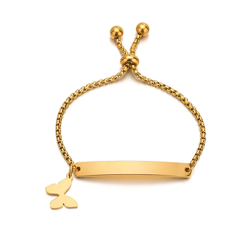 Stainless steel personalized engraved three color curved bracelet simple and personalized women's bracelet