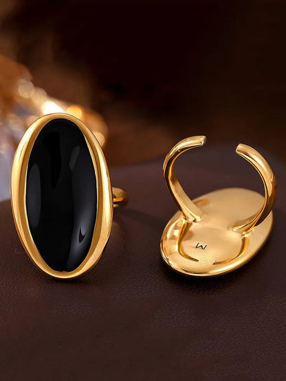 Elliptical Open Ring French Light Luxury Drip Oil Heavy Industry Casting Stainless Steel