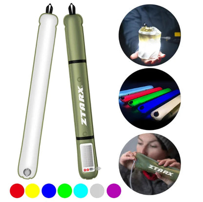 Outdoor folding inflatable camping light solar inflatable light waterproof magnetic suction column portable lantern