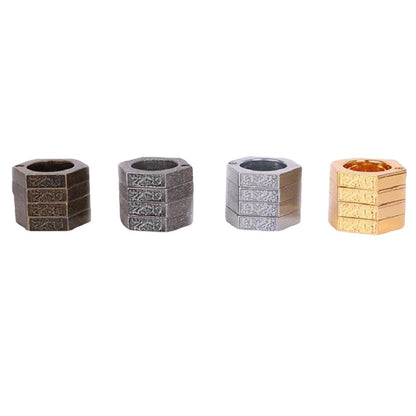 HARD SELF DEFENSE RING Men's Round Finger Hexagonal Ring Emergency Window Breaker Guard Ring