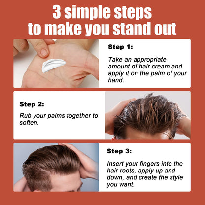 Styling And Care Hair Cream, Strong Hair Styling Moisturizing Shine Long-Lasting Styling Natural Volumizing Cream