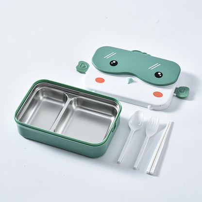 Cartoon cute microwaveable stainless steel lunch box with compartments for insulation and portable lunch box