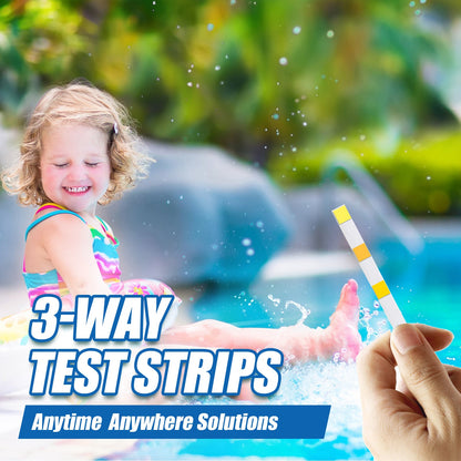 3-In-1 Ph Test, Paper Pool Water Quality Total Alkalinity Hardness Pool Clean Water Ph Test Strip
