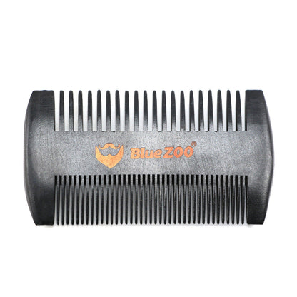 Black Spray Painted Pear Wood Bluezoo Double Sided Beard Comb Beard Portable Comb Care