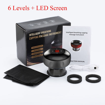 Electric Cupping Massager Scraping and Cupping Therapy Red Light Heating Vibration Pressotherapy Rechargeable Pain Relief