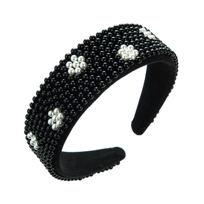 New Fashion Full Pearl Wide Edge Shampoo Headband Pressed Hair Ornament