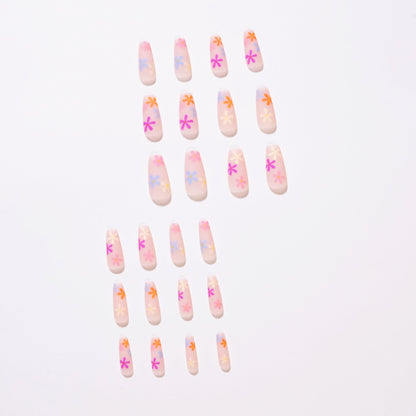 Pastoral Series Rainbow Sunflower Wearing Nail Enhancement Finished Products Fake Nail Enhancement Patch Nail Patch Removable Nail Patch