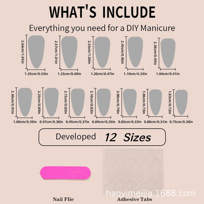 New wearable nail gradient glitter manicure patches almond-shaped nails fake nail patches