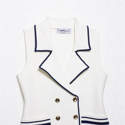 Summer New  Style Women's Fashion Temperament Sleeveless Trim Knit Tank Top