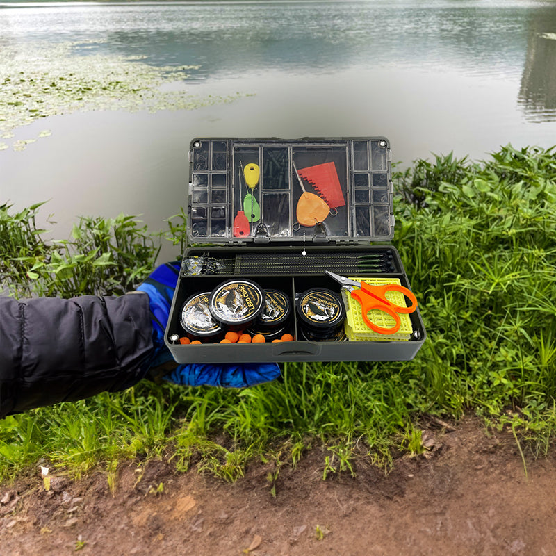 Fishing storage box, portable tackle box, magnetic compartments, fishing accessories
