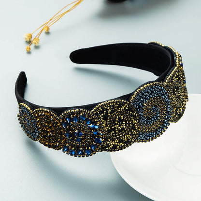 Hair Hoop Fashion Trend Color Rhinestone Head Hoop Luxury Wide Side Heavy Industry Party Hair Accessories Head Hoop